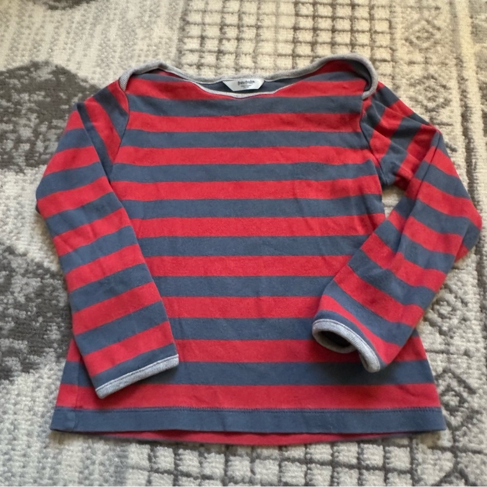 Mini Boden Striped Long Sleeve Shirt 2-3